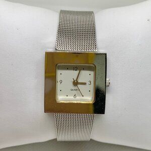 Yves Rocher watch women silver tone 25mm square case quartz stainless running